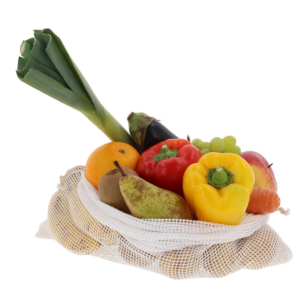 Herbruikbaar groente &amp; fruit zakje OEKO-TEX® katoen 40x45cm