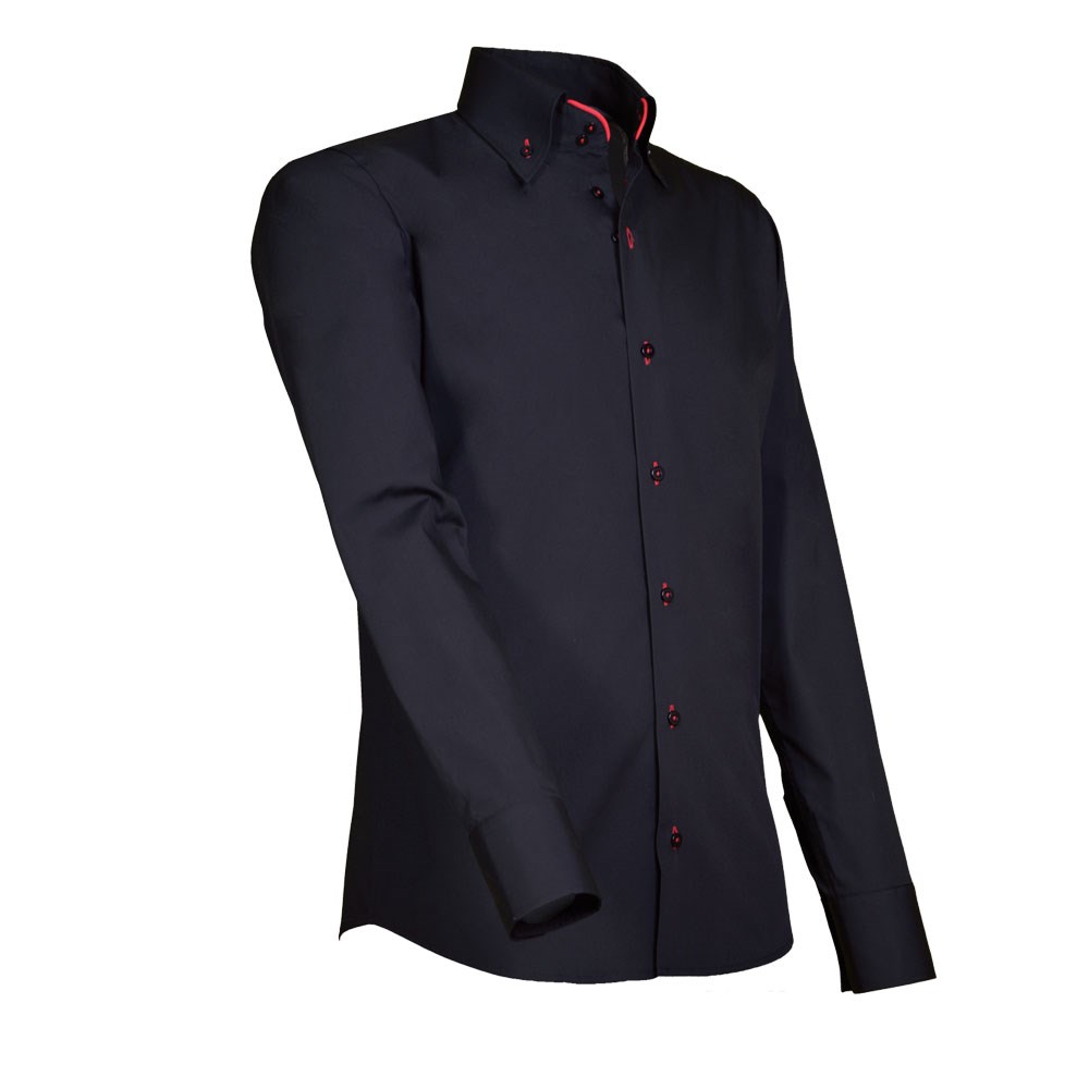 Giovanni Capraro herenblouse 253-914, LM, kleur zwart-rood, maat: 2XL