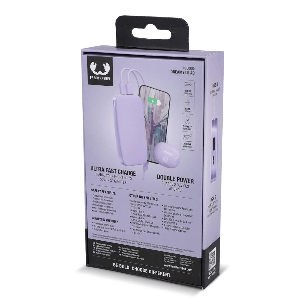 2PB12100 | Fresh 'n Rebel Powerbank 12000 mAh USB-C Fast Charging 20W