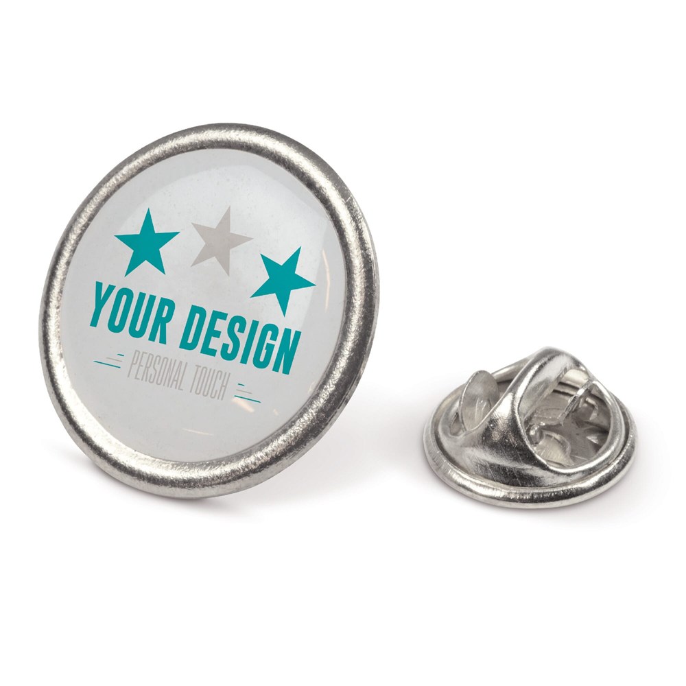 Badge metalen pin Ø20mm - Zilvermat