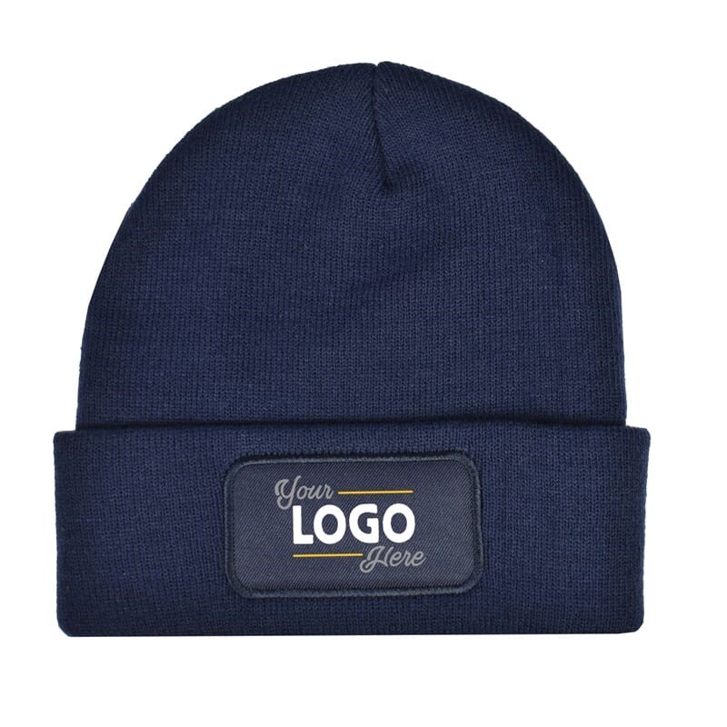 Gebreide muts met label