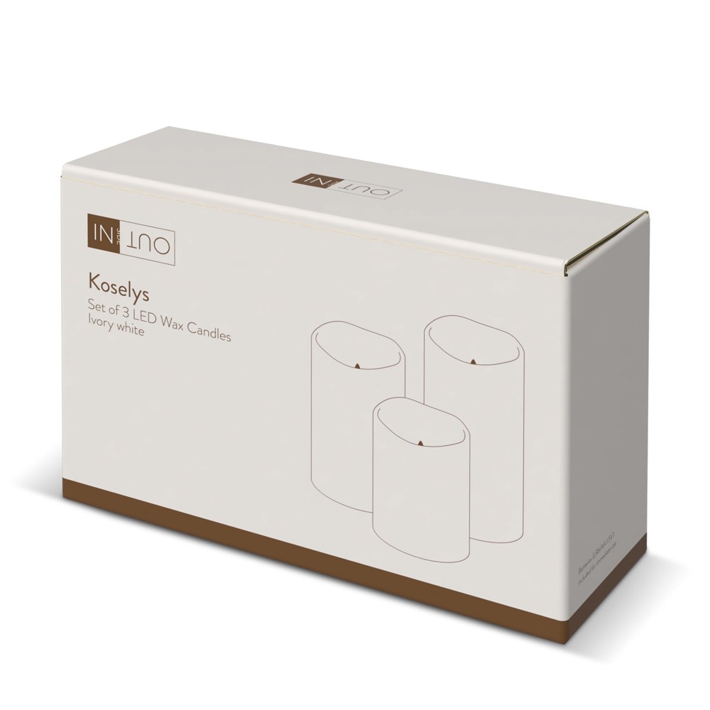 Koselys 3-delige set LED-waxkaarsen (op batterijen)