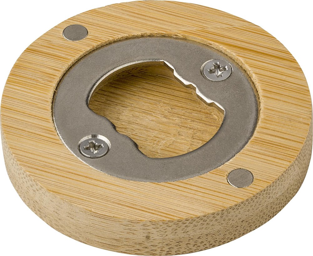 Bamboe magneet met flesopener Ace